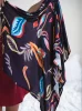 Bambusowy kocyk/otulacz z muślinu XXL Tropical Navy 140x100 cm