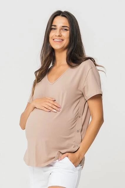 T-shirt do karmienia OVERSIZE LOVE kawa