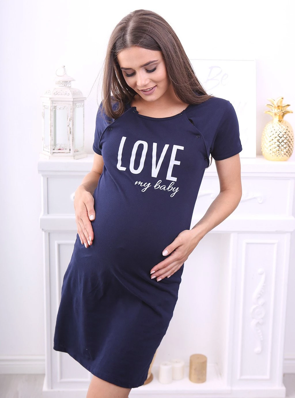 Koszula ciążowa Love my baby - granatowa