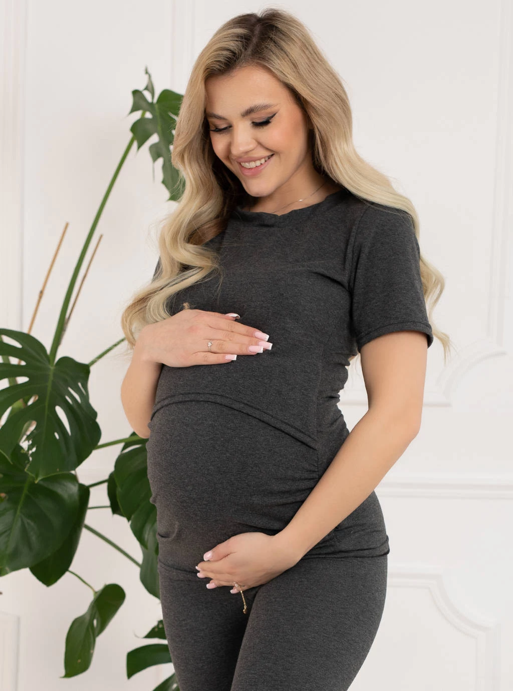 Bluzka ciążowa i do karmienia Emma – Popielata