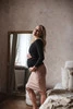 Spódnica ciążowa Tummy z dzianiny w prążki beżowa
