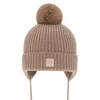 Czapka zimowa dla dziewczynki, camel, 100% wełniana merino, podszyta wełnianym polarem, Hakkari