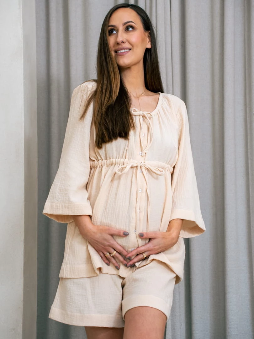 Szorty Muślinowe Premium beżowe CAFÉ LATO