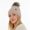 Czapka zimowa damska, camel, z wełną merino Texa