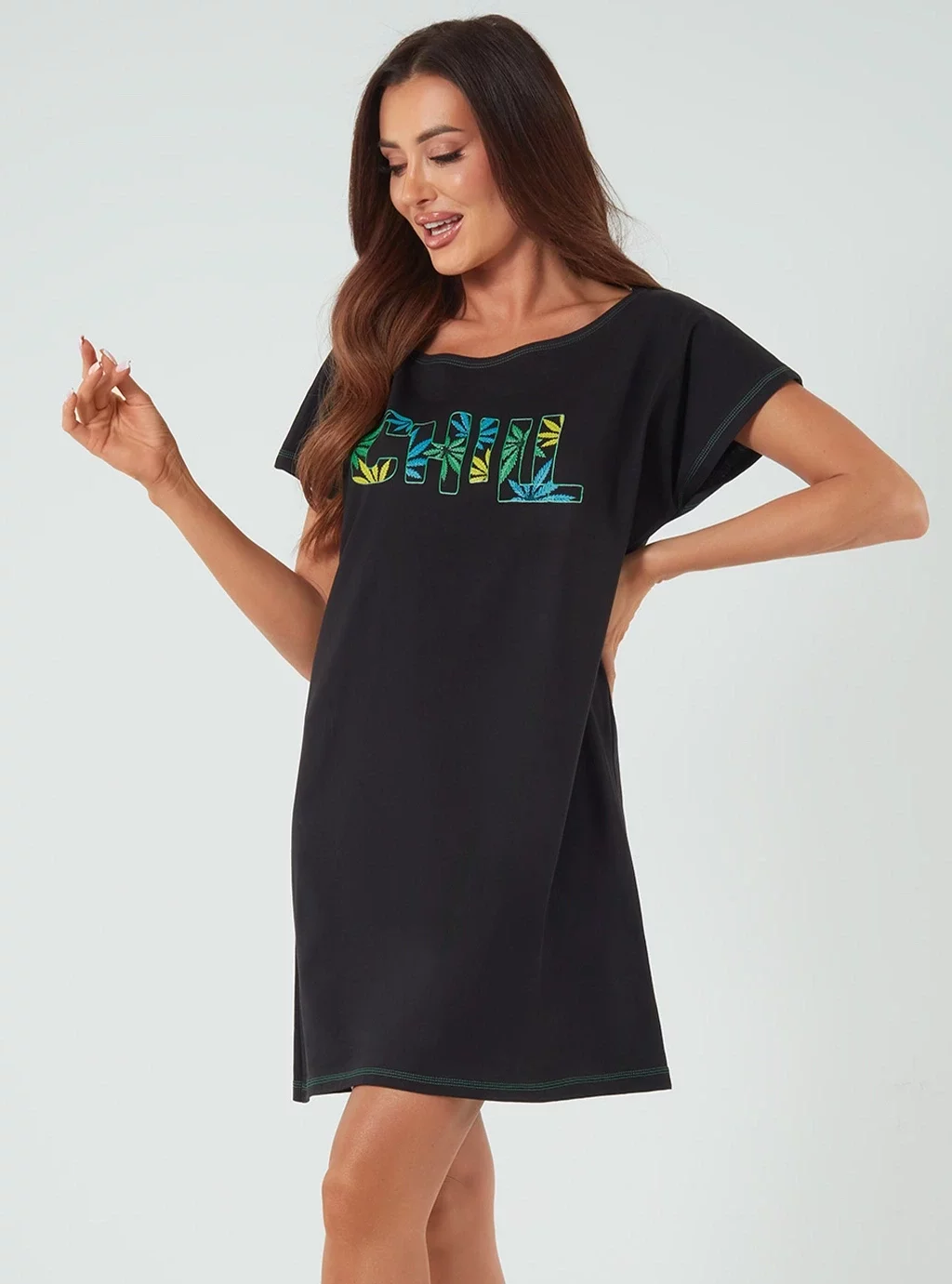 Chill koszula damska krótki rękaw czarny