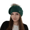 Beret damski zimowy, zielony, z wełną merino Bonnie