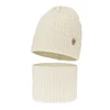 Czapka i komin dla dziewczynki zimowy komplet, kremowy, 100% wełniany merino Jenny