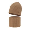Czapka i komin dla chłopca jesienny, wiosenny komplet, camel, 100% wełniany merino Chester