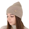 Czapka damska zimowa, ciemnobeżowa, 100% wełniana merino, Sophie