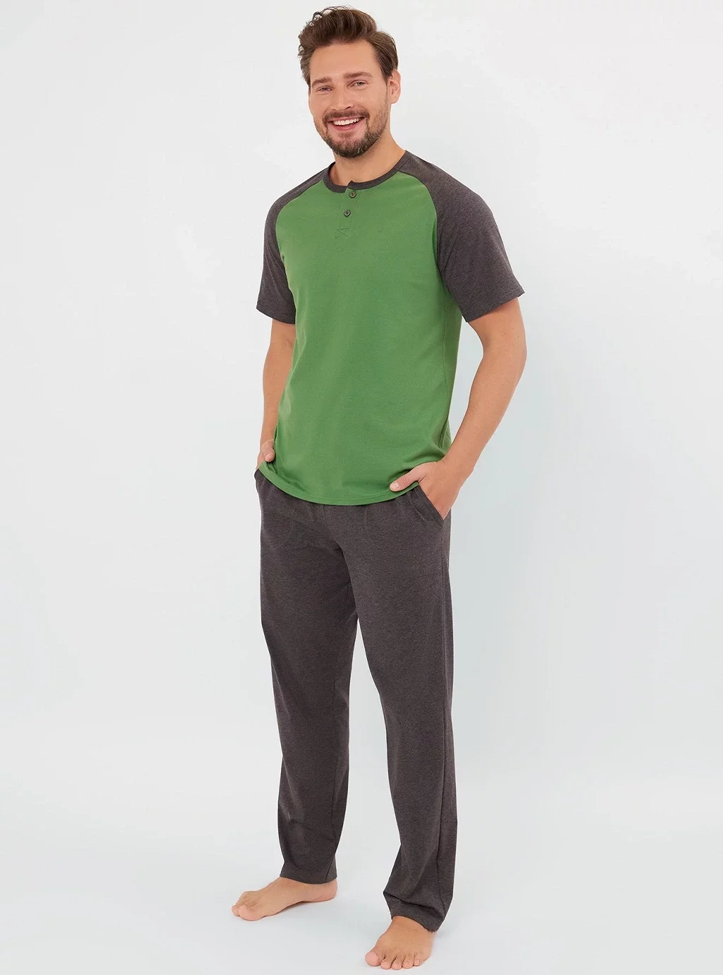 Aleksander piżama męska krótki rękaw - zielony