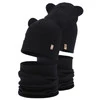 Czapka i komin dla dziewczynki jesienny, wiosenny komplet, bawełniany, czarny Luminia