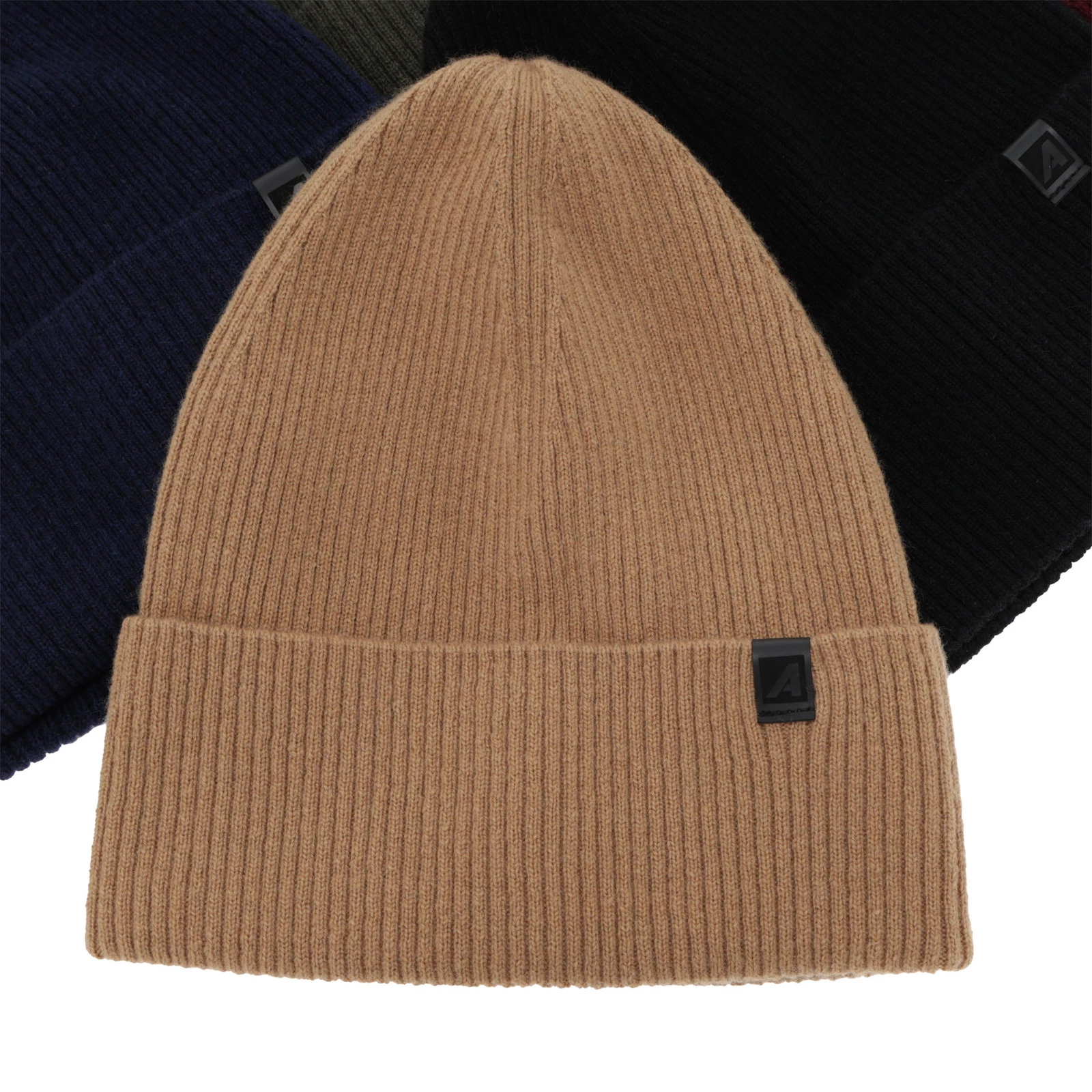 Czapka zimowa męska, camel, wełna merino z kaszmirem, Azuryt