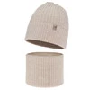 Czapka i komin dla dziewczynki, zimowy komplet, beżowy, 100% wełniany merino, Patricia