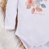 Body Niemowlęce Z Długim Rękawem Kwiaty Z Bawełny Organicznej Białe