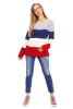 SWETER SZEROKIE PASY AŻUROWY MOTYW JEANS