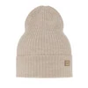 Czapka damska zimowa, beżowa, 100% wełniana merino Sophie