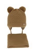 Czapka i szalik dla chłopca zimowy komplet, camel, z dwoma pomponami, wiązany Franki