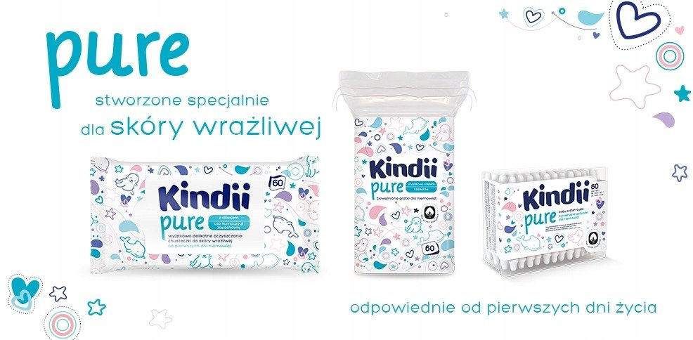 Kindii Pure Płatki Kosmetyczne Dla Niemowląt 60szt