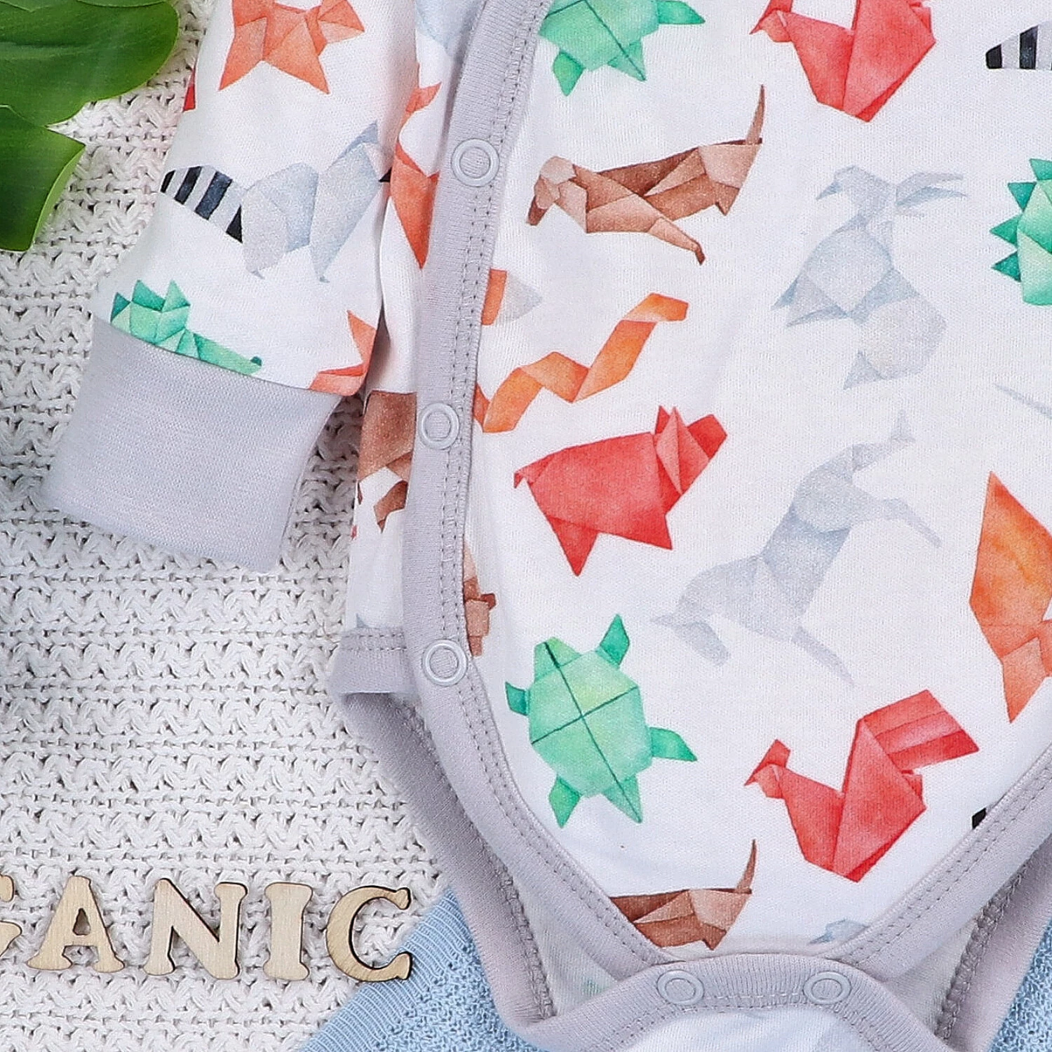 Body Kopertowe Fun Origami Z Bawełny Organicznej Zwierzątka Kolorowe Biały