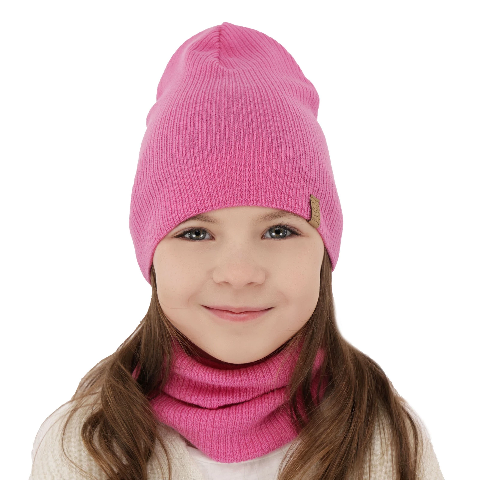 Czapka i komin dla dziewczynki jesienny, wiosenny komplet, czarny, 100% wełniany merino Ricona
