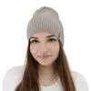Czapka damska wiosenna, jesienna, z bawełną, ciemnobeżowa, Mirona