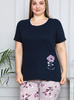Piżama Plus Size Flowers - granatowa