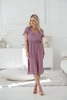 Sukienka ciążowa i do karmienia Lovely Dress Midi krótki rękaw lilowy róż w groszki