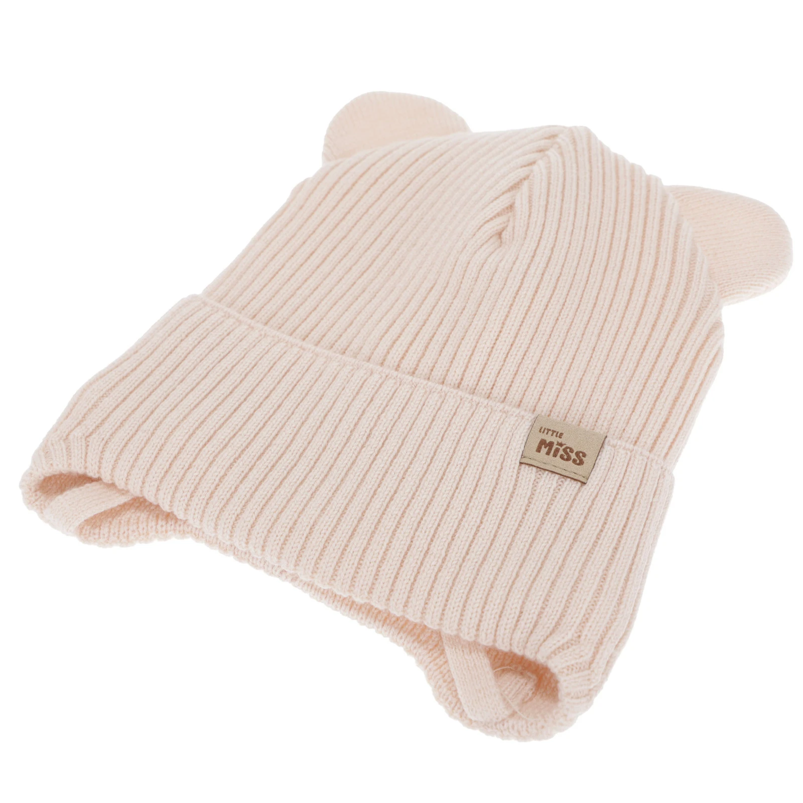 Czapka i komin dla dziewczynki zimowy komplet, beżowy, 100% wełniany merino, podszyty bawełną, Frosta