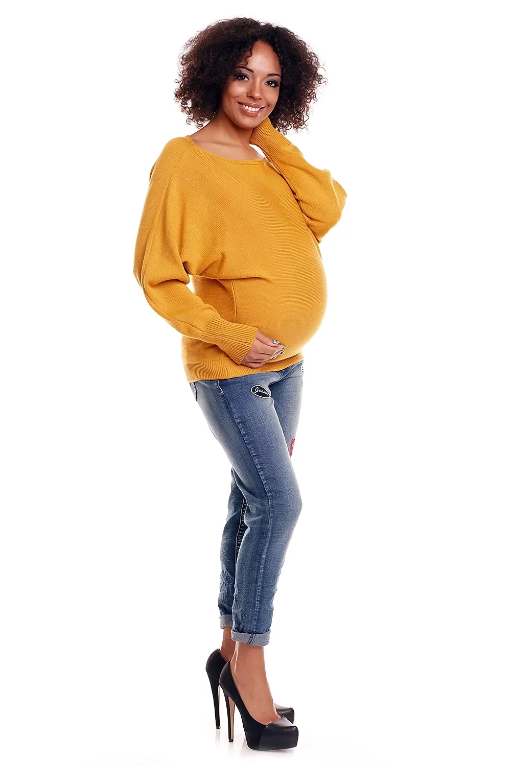 LUŹNY KARDIGAN SWETER KIMONO MUSZTARDA