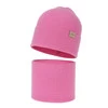 Czapka i komin dla dziewczynki jesienny, wiosenny komplet, różowy, 100% wełniany merino Magenta