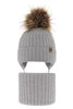 Czapka i komin dla chłopca zimowy komplet, szary, 100% wełniana merino, wiązany Juno