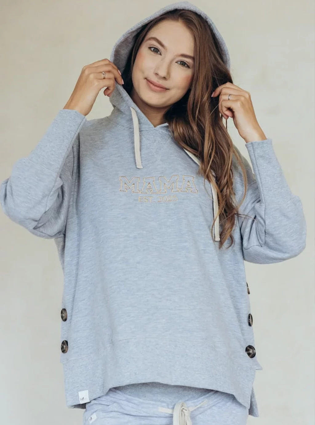 Bluza Ciążowa i do Karmienia z kapturem MAMA EST. 2025 - Szara