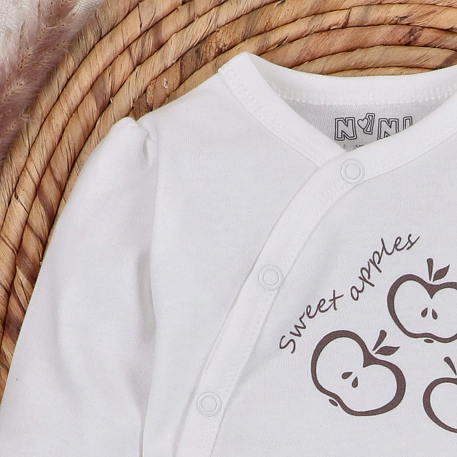 Body kopertowe Happy Apples  z bawełny organicznej - białe