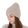 Czapka zimowa damska, beżowa, 100% wełniana merino Ariga