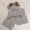 Czapka i szalik dla chłopca zimowy komplet, camel, z dwoma pomponami Jewel