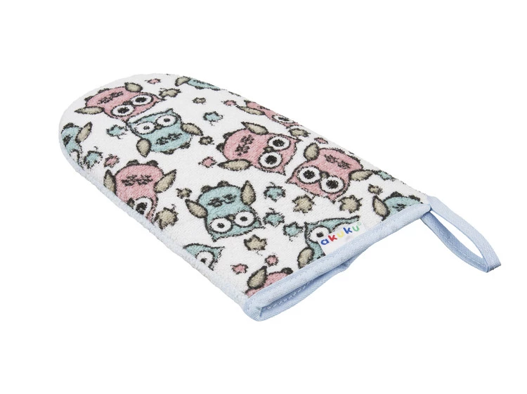 Akuku Myjka kąpielowa frotte – sowy pastelowe