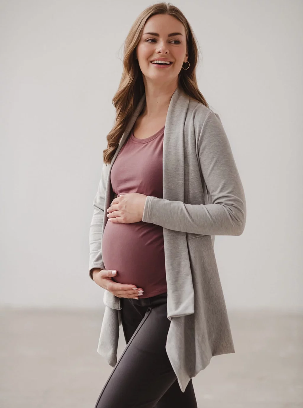 Kardigan ciążowy Mama Wrap Jasny Szary Melanż