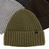 Czapka zimowa męska, oliwkowa, 100% wełniana merino, Nathan