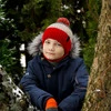 Czapka i komin dla chłopca zimowy komplet, granatowy, z naszywką Karson