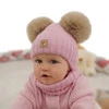 Czapka i komin dla dziewczynki, zimowy komplet, beżowy, 100% wełniany merino, podszyty polarem wełnianym, Ronia