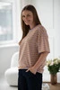 T-shirt ciążowy i do karmienia Mamahood miodowo-liliowe paski