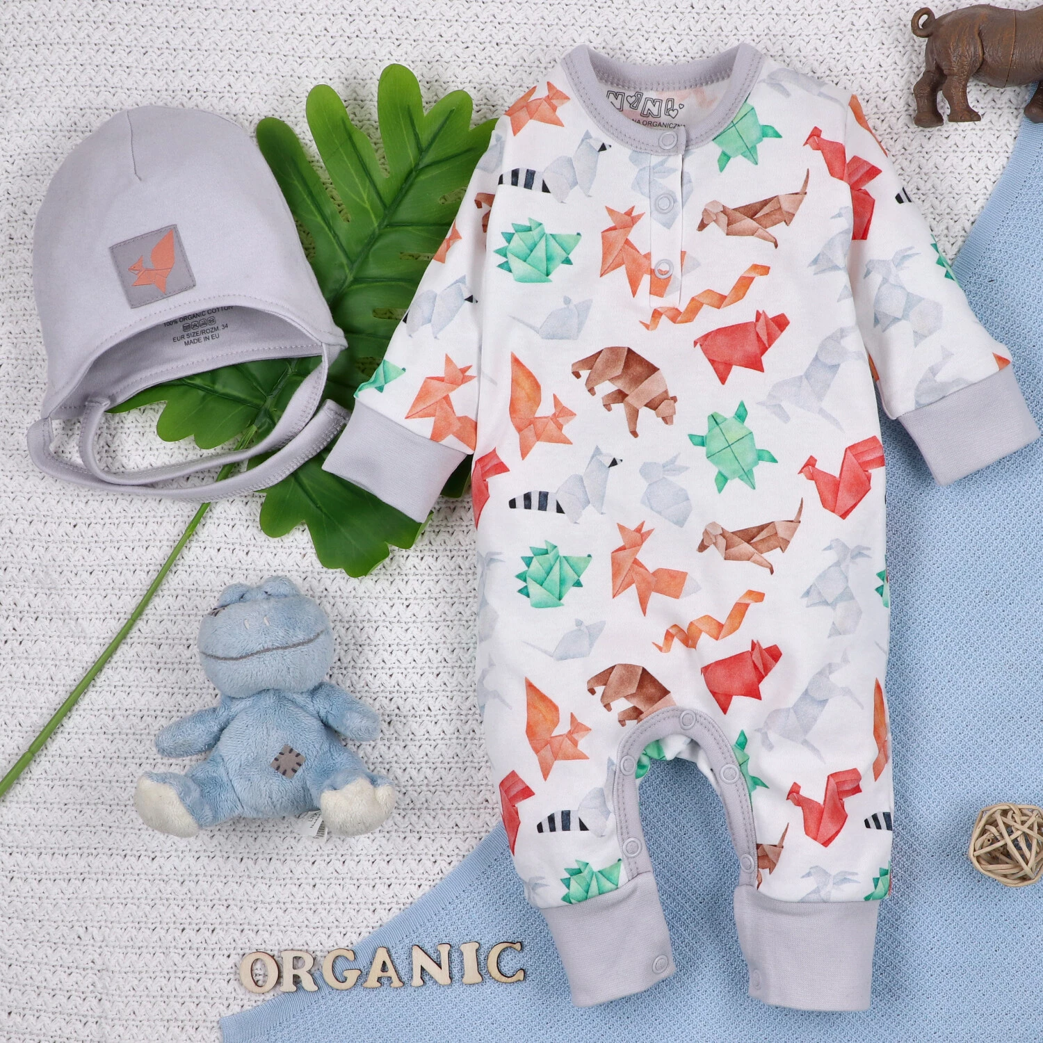 Rampers niemowlęcy Fun Origami z bawełny organicznej