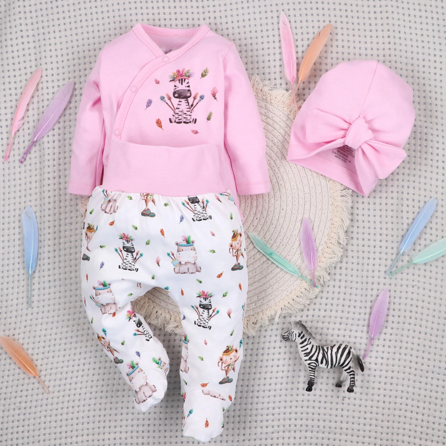 Półśpiochy niemowlęce HAPPY ANIMALS z bawełny organicznej