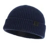 Czapka zimowa męska, granatowa, 100% wełniana merino, bezszwowa Smoky