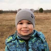 Czapka i komin dla chłopca jesienny, wiosenny komplet, z bawełną, szary Grajan