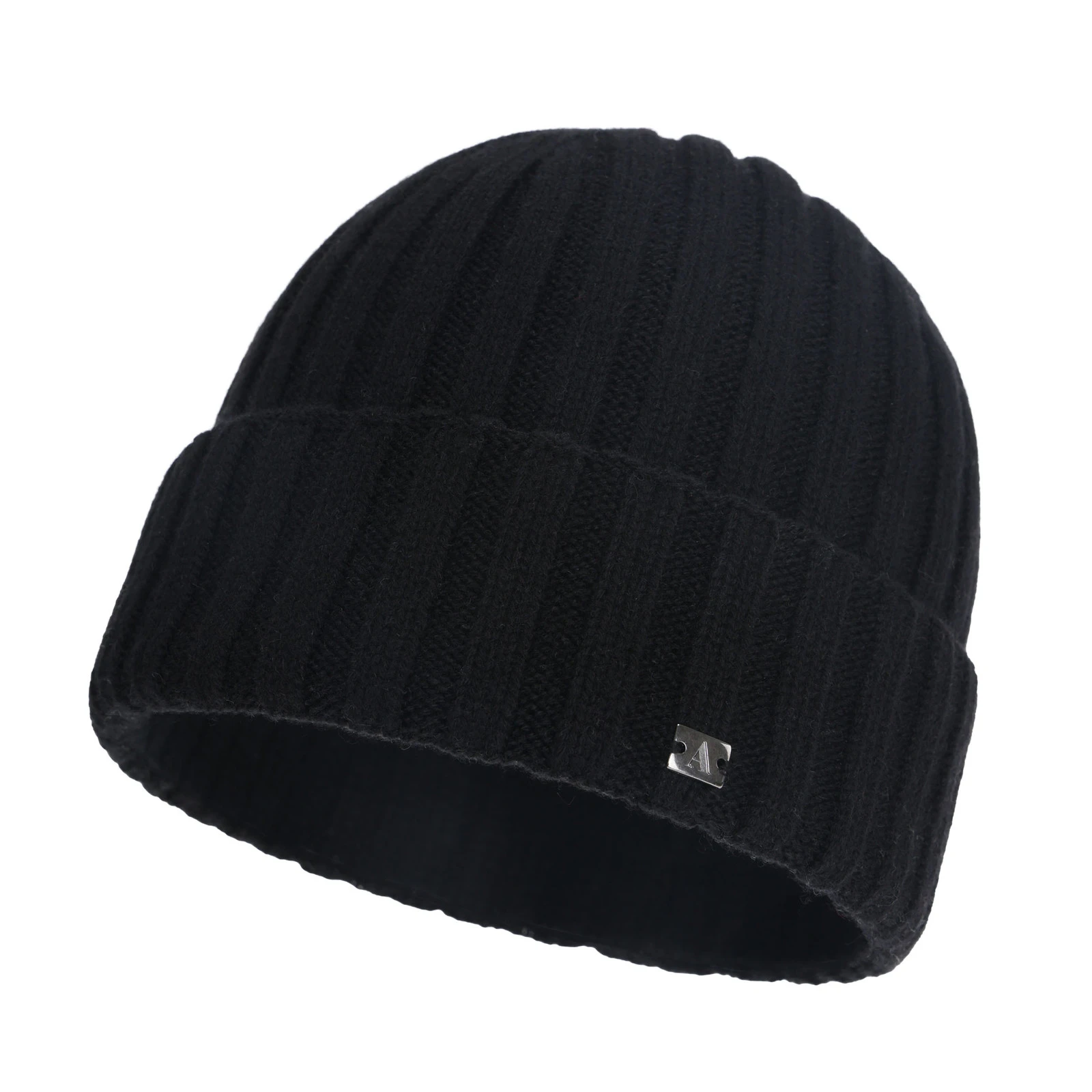 Czapka zimowa męska, czarna, wełna merino z kaszmirem, Zalero