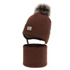 Czapka i komin dla chłopca zimowy komplet, brązowy, 100% wełniany merino,  podszyty bawełną, Snorin