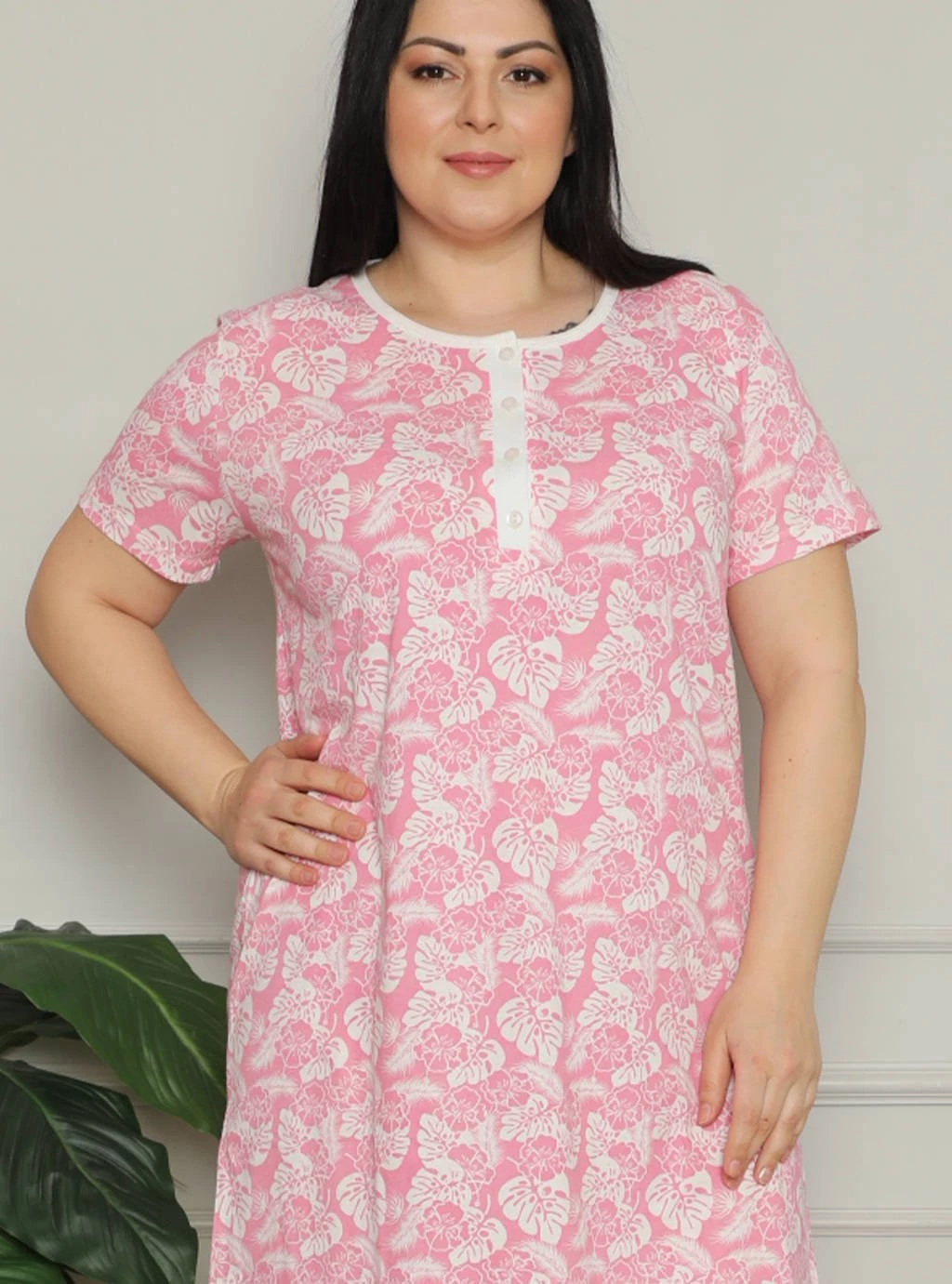 Koszula ciążowa Plus Size Monstery- Pink