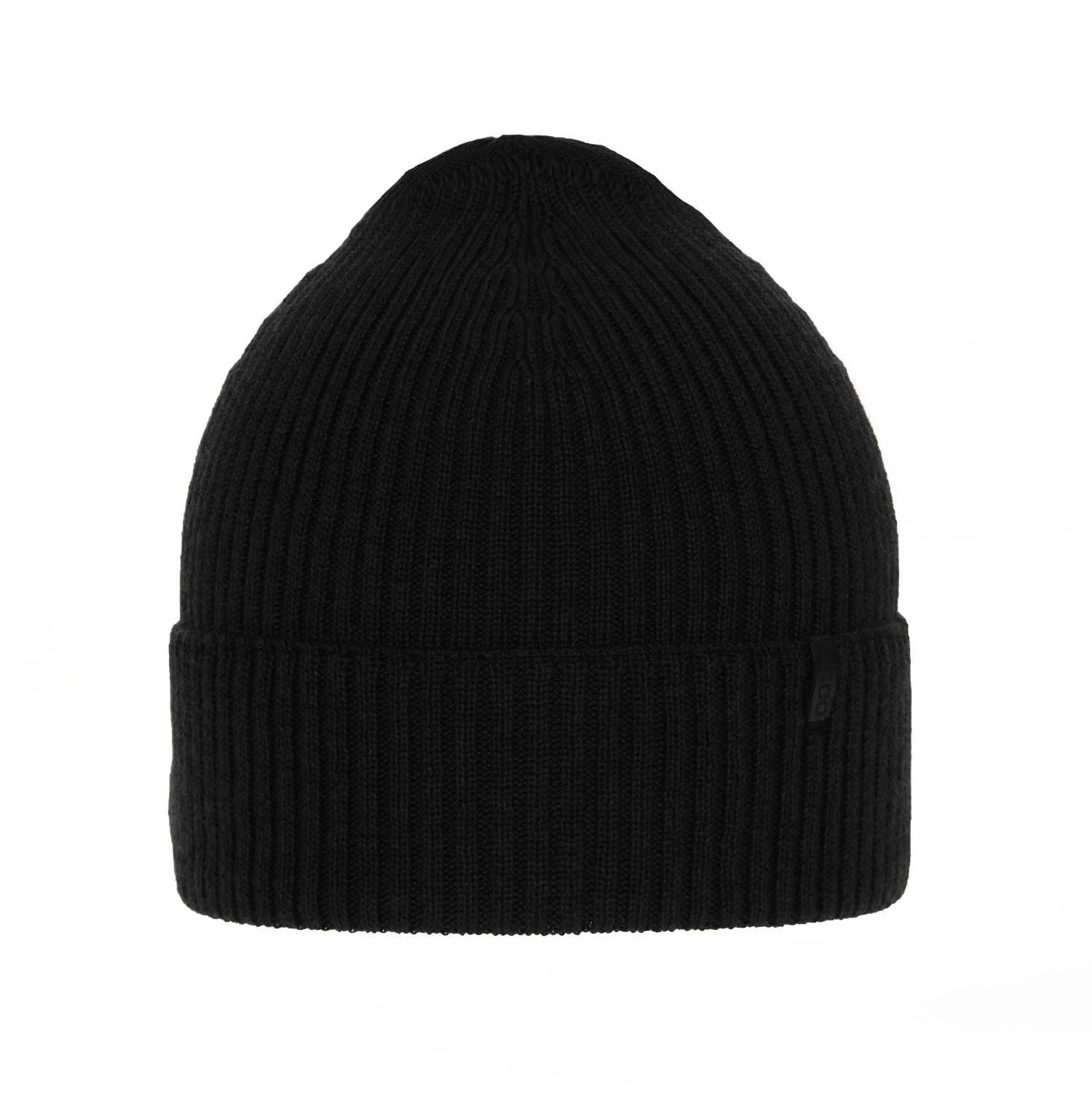 Czapka zimowa męska, czarna, 100% wełniana merino Thorin