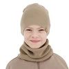 Czapka i komin dla chłopca, jesienny, wiosenny komplet, beżowy, 100% bawełniany Juko